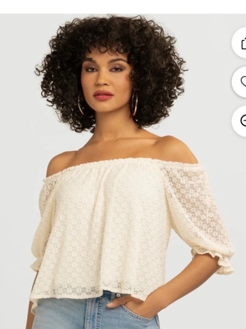 NWT Jessica Simpson Cream Off-the-Shoulder Lace Blouse Small